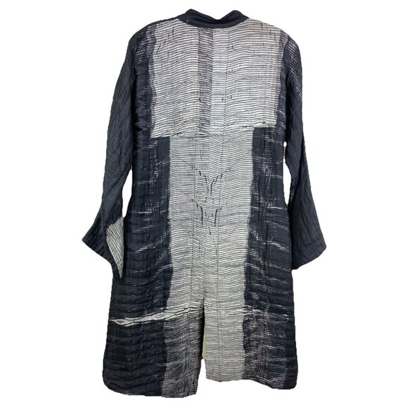 S Vint Neeru Kumar Lagenlook Hand Quilted Silk Coat Duster Art To Wear Mandarin - Picture 3 of 3